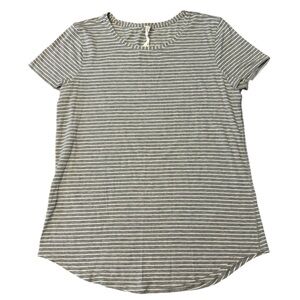 Lululemon Love Crew Gray Stripe Short Sleeve Tee Womens Size 8
